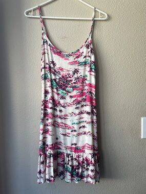Nanette Lepore White &Pink Tropical Flutter Beach Dress w/ Wearable Art Size M